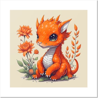 Cute Orange Dragon 7 Posters and Art